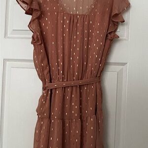 Elegant Brown Ruffle Mini Dress